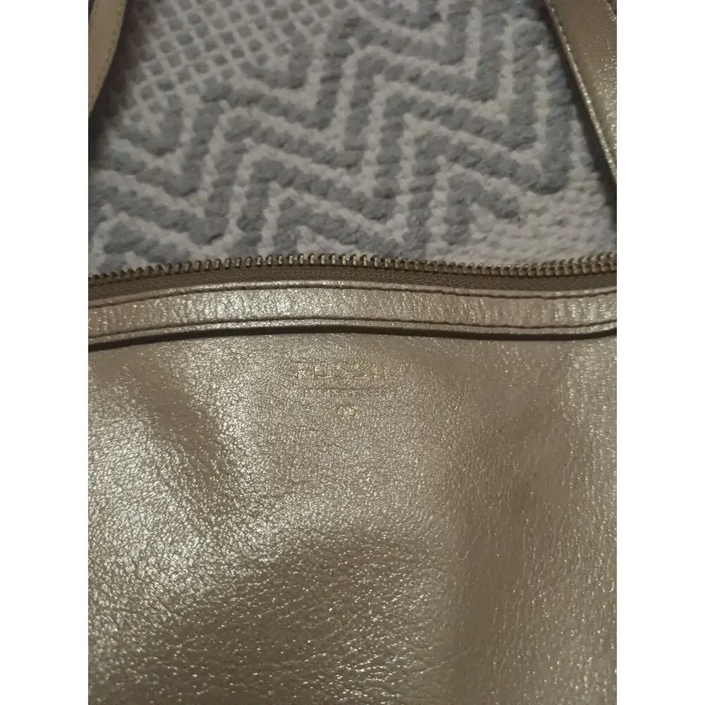 Fossil Sydney Soft Gold Metallic Leather Tote Bag Vintage Shoulder Bag
